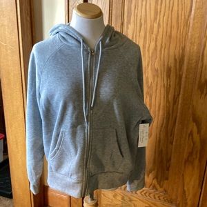 Life Rocks,  XL Junior Hoodie in gray. Zip up front. size 14, pockets on side.